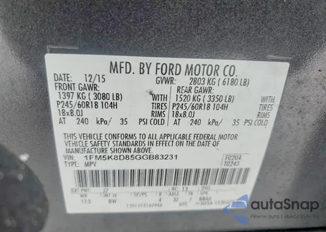 2016 Ford Explorer Xlt z USA, uszkodzony, nr VIN 1FM5K8D85GGB83231